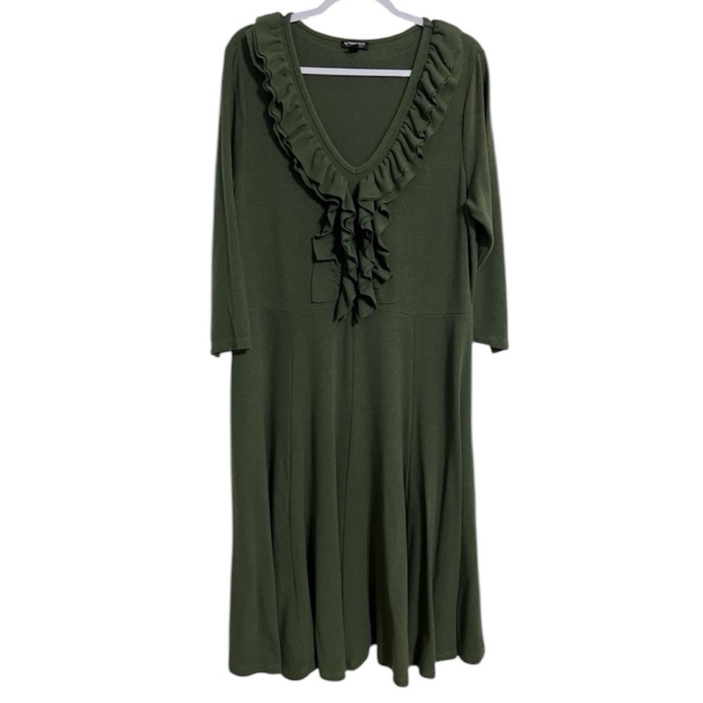 Blooming Rose Woman Green Dress 2X